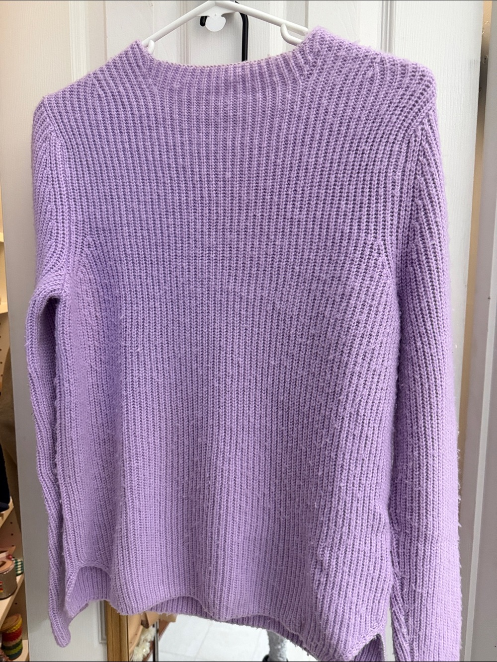 Banana Republic Light Purple Women's Rib-Knit Crewneck Sweater